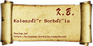 Koleszár Borbála névjegykártya
